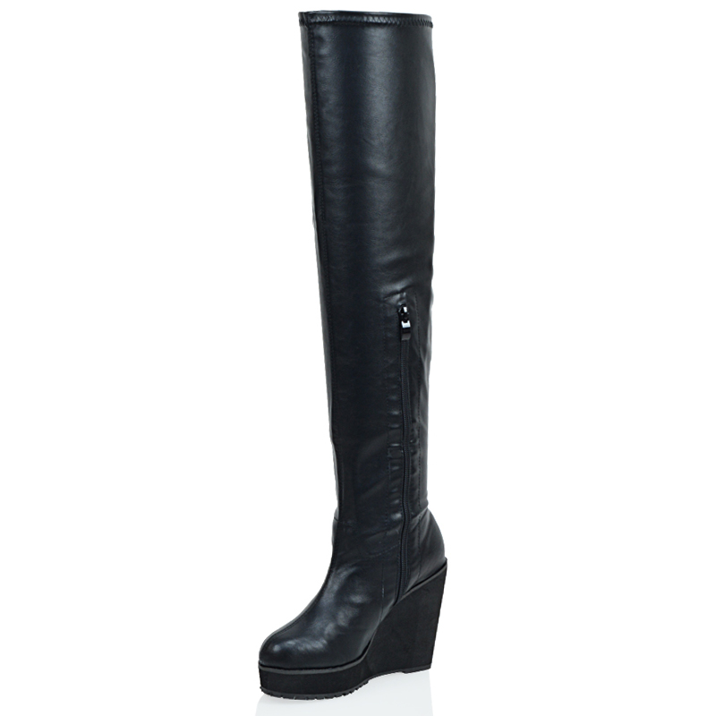 wedge thigh high boots